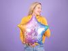 Folinis balionas žvaigždė &quot;Happy Birthday&quot; (spalvota) 40 cm.
