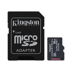 Atminties kortelė Kingston UHS-I 16GB, microSDHC/SDXC Industrial Card, Flash memory class Class 10, UHS-I, U3, V30, A1, SD Adapter