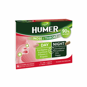 HUMER tabletės nosiai ir gerklei DAY/NIGHT N15