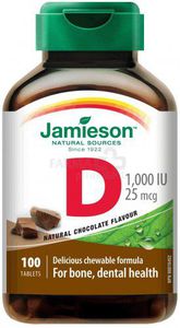 Maisto papildas JAMIESON Vitaminas D 1.000 IU kramtomosios tabletės N100