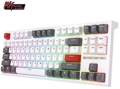 Royal Kludge RK R87 RGB balta laidinė klaviatūra | 80%, Hot-swap, Brown switches, US