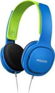 Philips SHK2000 mėlynos ir žalios vaikiškos ant ausų uždedamos ausinės | Ergonomiška, reguliuojama galvos juosta auga kartu su vaiku