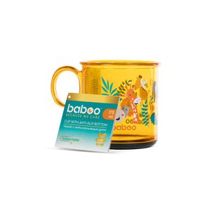 Baboo puodelis neslystančiu dugnu, 170ml, 12+ mėn, Safari