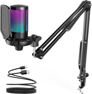 FIFINE A6T Cardioid Wired Microphone with RGB USB + Stand