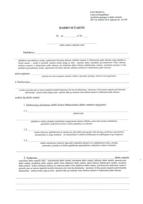 Darbo sutartis, A4 (dvišalė), 1 lapas