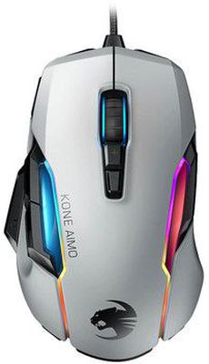 ROCCAT Kone AIMO Remastered White Wired Gaming mouse with 8 buttons and Multi color Lightning | 16000 DPI | 1000 Hz | 180 cm