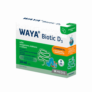 WAYA Biotic D3 gerosios bakterijos ir vitaminas D3 vaikams, lašai 10 ml