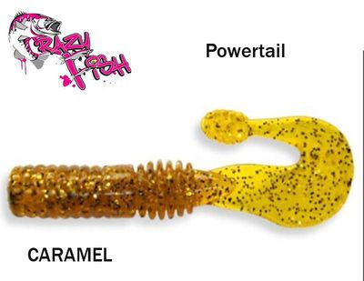 Guminukas aromatizuotas Crazy Fish Powertail CARAMEL 7cm Žuvies