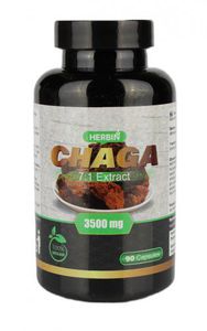 Maisto papildas HERBIN Čaga - Juodojo beržo grybo (įžulniojo skylenio) ekstraktas 3500mg N90 kaps.