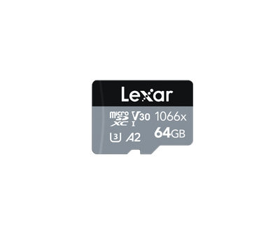 Atminties kortelė Lexar Professional 1066x UHS-I MicroSDXC, 64 GB, Flash memory class 10, Black/Gray, 120 MB/s, 160 MB/s