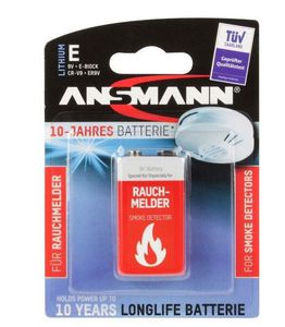 Ansmann Lithium 9V-Block for Smoke Detector