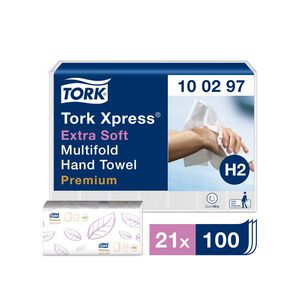 Servetėlės Tork Multifold Premium Extra Soft H2 (100297), 2 sluoksniai, baltos spalvos, 100 lapelių