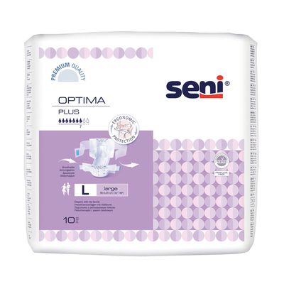 SENI OPTIMA PLUS Premium juostinės sauskelnės, L dydis N10