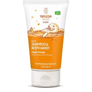 Weleda Kids 2in1 Shampoo &amp; Bodywash Happy Orange Šampūnas ir kūno prausiklis vaikams, 150ml