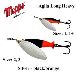 Sukriukė Mepps Aglia Long Heavy Silver-Black/Orange 8 g