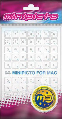 Minipicto keyboard sticker EST/RUS KB-MAC-EE-RU-WHT, white/grey/blue