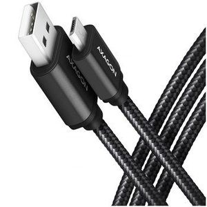 Axagon Data and charging USB 2.0 cable length 1.5 m. 2.4A. Black braided.