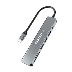 Adapter 6in1 Dudao A15S USB-C to 3x USB, 1x USB-C, SD / TF (gray)