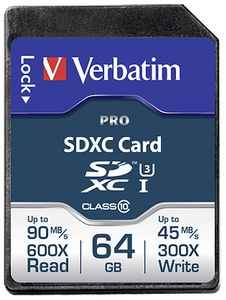 Verbatim SDXC Card Pro 64GB Class 10 UHS-I