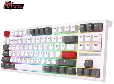 Royal Kludge RK R87 RGB balta laidinė klaviatūra | 80%, Hot-swap, Red switches, US