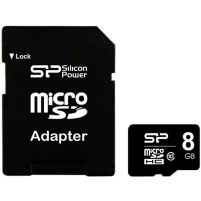 SILICON POWER memory card Micro SDHC 8GB Class 10 + Adapter