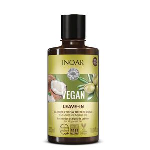 Inoar Vegan Leave-In Nenuplaunamas kondicionierius su kokoso ir alyvuogių aliejais, 300 ml