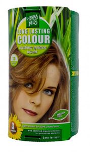 HENNAPLUS plaukų dažai ilgalaikiai su 9 ekologiškais augaliniais ekstraktais spalva vidutinė aukso blondinė 7.3