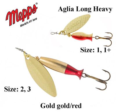 Sukriukė Mepps Aglia Long Heavy Gold-Gold/Red 8 g