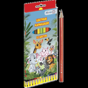 *Spalvoti pieštukai Attomex Zoo, 12 spalvų