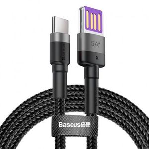 Baseus Cafule HW USB-C Quick Charging Cable 1m, 40W, 5A, QC 3.0, Black / Gray - greito įkrovimo kabelis