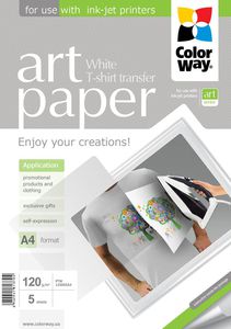 ColorWay ART Photo Paper T-shirt transfer (white), A4, 120 g/m2, 5 sheets