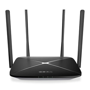 Maršrutizatorius Mercusys AC1200 Wireless Dual Band Gigabit Router AC12G 802.11ac, 300+867 Mbit/s, 10/100/1000 Mbit/s, Ethernet LAN (RJ-45) ports 3, MU-MiMO No, Antenna type 4xFixed, Black