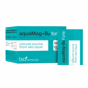 aquaMag+B6 Forte Magnesium 375 mg / Vitamin B6 10 mg milteliai pakeliuose N28