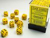 Chessex Opaque 12mm d6 with pips Dice Blocks (36 Dice) - Yellow w/black