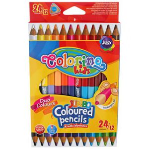 **Spalvoti pieštukai Colorino Kids JUMBO, trikampiai, dvipusiai 12=24 spalvų