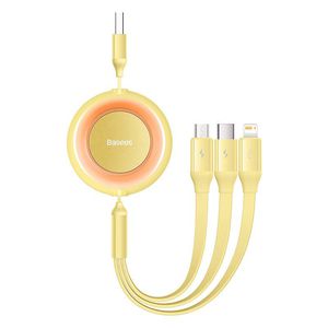 Baseus Bright Mirror 2, USB 3-in-1 cable for micro USB / USB-C / Lightning 3.5A 1.1m (Yellow)