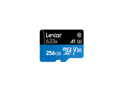 Atminties kortelė Lexar High-Performance 633x UHS-I micro SDXC, 256 GB, Class 10, U3, V30, A1, 45 MB/s, 100 MB/s