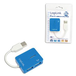 USB adapteris Logilink USB 2.0 Hub 4-Port, Smile, Blue