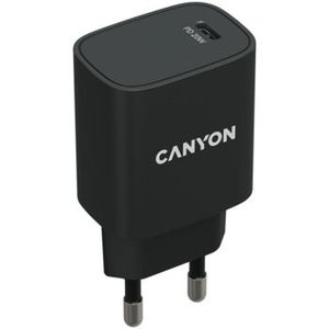 CANYON H-20, PD 20W Input: 100V-240V, Output: 1 port charge: USB-C:PD 20W (5V3A/9V2.22A/12V1.67A) , Eu plug, Over- Voltage ,  over-heated, over-current and short circuit protection Compliant with CE RoHs,ERP. Size: 80*42.3*30mm, 55g, Black