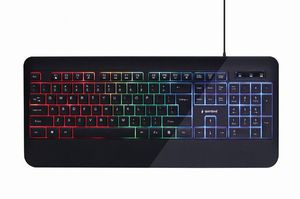 Klaviatūra Gembird Slim "Rainbow" backlight multimedia keyboard KB-UML-03	 USB Keyboard, Wired, US, Black