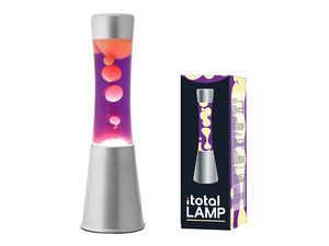 Lava Lempa Itotal 30 cm , pilka bazė, Purple Liquid,Yellow Wax