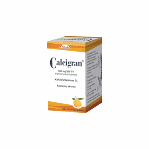 Calcigran 500 mg/200 TV kramtomosios tabletės N30