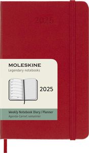 Kalender-märkmik Moleskine 2025 9x14cm, nädal, kõvad kaaned, punane