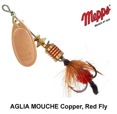 Sukriukė Mepps AGLIA MOUCHE Copper, Red Fly 1.5 g