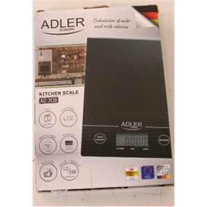SALE OUT. Adler AD 3138 Kitchen scales, Capacity 5 kg , Big LCD Display, Auto-zero/Auto-off, Black Adler Kitchen scales Adler AD 3138 Maximum weight (capacity) 5 kg Graduation 1 g Display type LCD Black DAMAGED PACKAGING | Kitchen scales | Adler AD 3138 | Maximum weight (capacity) 5 kg | Graduation 1 g | Display type LCD | Black | DAMAGED PACKAGING