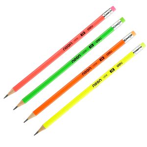 Grafitinis pieštukas Deli Neon, 2B, neoninių spalvų, su trintuku
