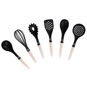 Virtuvės įrankių rinkinys Stoneline Natural Line  21582 Kitchen utensil set, 6 vnt, Dishwasher proof, Black/Beige