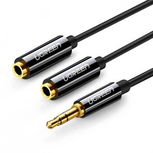 AUX audio splitter 3.5mm jack cable UGREEN AV123, 25cm (black)