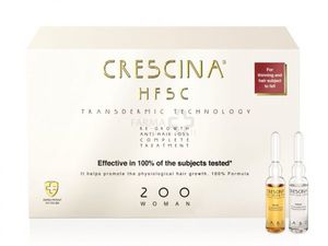 CRESCINA HFSC TRANSDERMIC ampulių kompleksas plaukų slinkimo stabdymui ir plaukų atauginimui MOTERIMS 200 stiprumo 20 vnt (10+10)