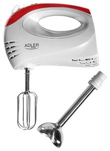 Mikseris Adler Mixer AD 4212 Hand Mixer, 300 W, Number of speeds 5, Turbo mode, White